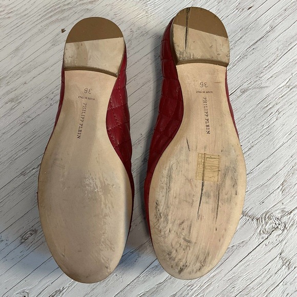 Phillipp Plein GoldJungle Cushioned Red Flat Skull Shoe Size EUR 36 US 5.5 - Picture 14 of 16